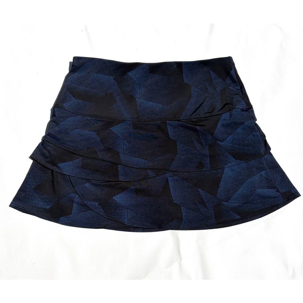 Lucky in Love Blue Black Shimmery Ruffled Tiered Layer Tennis Skirt Sz M (8-10)